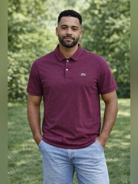 Lacoste Men’s XL Burgundy Polo Shirt Classic Croc Logo Short Sleeve